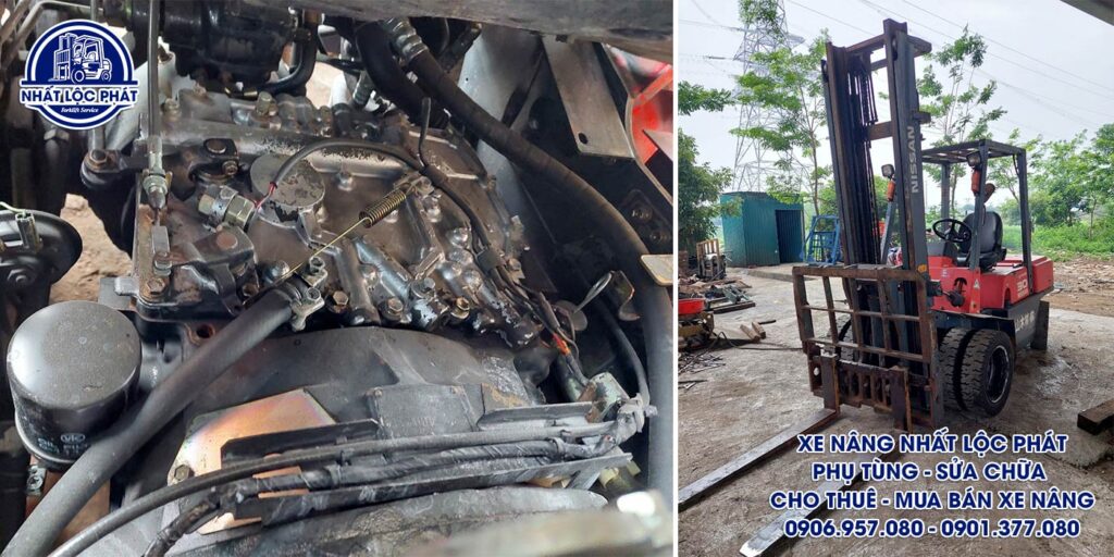 Kỹ thuật viên của công ty Nhất Lộc Phát thay thế sửa chữa xe nâng uy tín