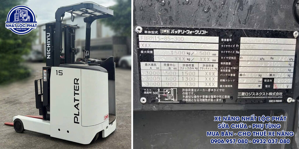 Xe nâng điện đứng lái Nichiyu FBRM15-85-300 1.5 tấn